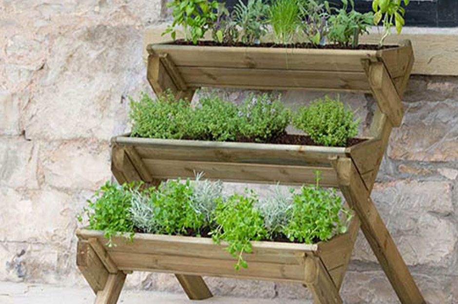 Stepped Wooden Herb Planter