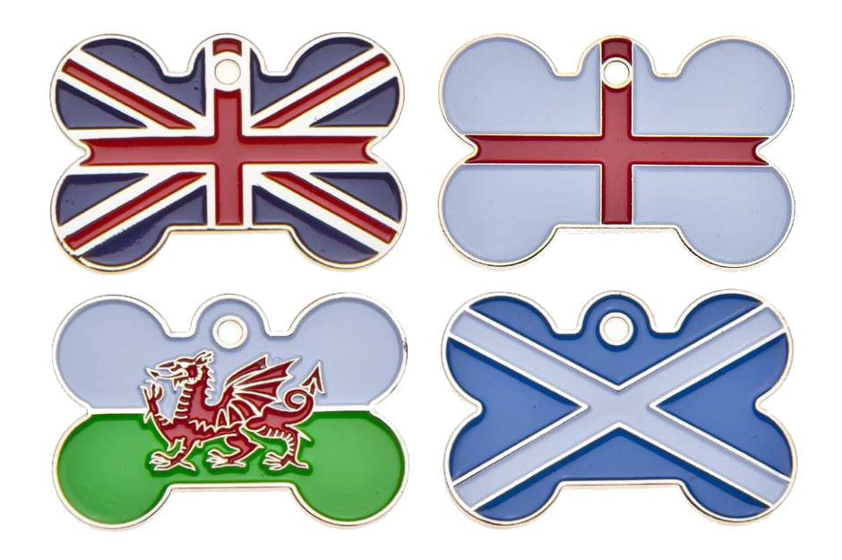 Large Country Flag Bone ID Tag