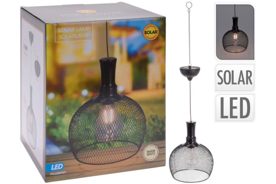 Solar Powered Metal Glass Hanging Light